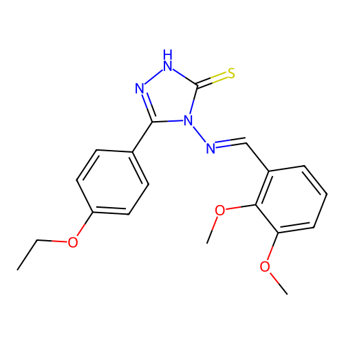 (E)-4-((2,3-dimethoxybenzylidene)amino)-5-(4-ethoxyphenyl)-4H-1,2,4-triazole-3-thiol structure