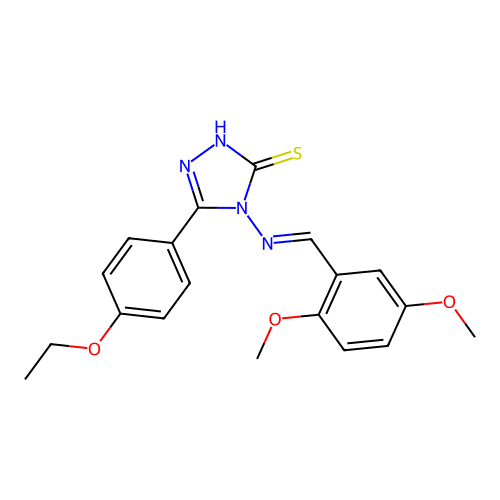 (E)-4-((2,5-dimethoxybenzylidene)amino)-5-(4-ethoxyphenyl)-4H-1,2,4-triazole-3-thiol structure