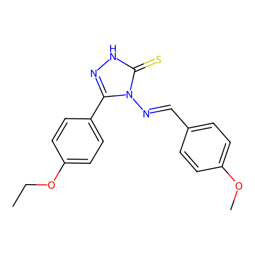 (E)-5-(4-ethoxyphenyl)-4-((4-methoxybenzylidene)amino)-4H-1,2,4-triazole-3-thiol structure