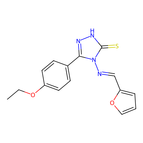 (E)-5-(4-ethoxyphenyl)-4-((furan-2-ylmethylene)amino)-4H-1,2,4-triazole-3-thiol structure