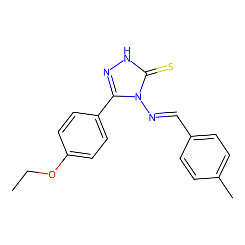 (E)-5-(4-ethoxyphenyl)-4-((4-methylbenzylidene)amino)-4H-1,2,4-triazole-3-thiol structure
