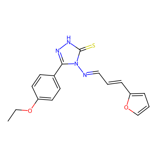 3-(4-ethoxyphenyl)-4-[(E)-[(E)-3-(furan-2-yl)prop-2-enylidene]amino]-1H-1,2,4-triazole-5-thione structure
