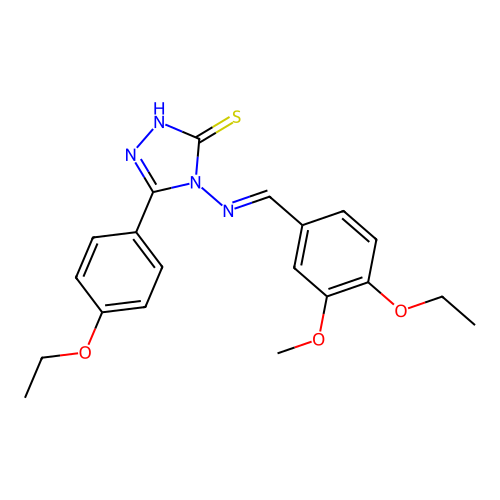 (E)-4-((4-ethoxy-3-methoxybenzylidene)amino)-5-(4-ethoxyphenyl)-4H-1,2,4-triazole-3-thiol structure