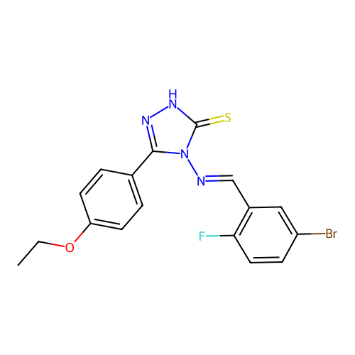 (E)-4-((5-bromo-2-fluorobenzylidene)amino)-5-(4-ethoxyphenyl)-4H-1,2,4-triazole-3-thiol structure