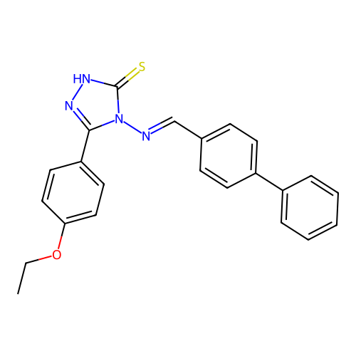 3-(4-ethoxyphenyl)-4-[(E)-(4-phenylphenyl)methylideneamino]-1H-1,2,4-triazole-5-thione structure