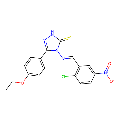 (E)-4-((2-chloro-5-nitrobenzylidene)amino)-5-(4-ethoxyphenyl)-4H-1,2,4-triazole-3-thiol structure