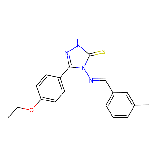 (E)-5-(4-ethoxyphenyl)-4-((3-methylbenzylidene)amino)-4H-1,2,4-triazole-3-thiol structure