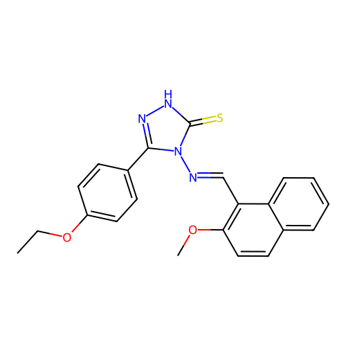 (E)-5-(4-ethoxyphenyl)-4-(((2-methoxynaphthalen-1-yl)methylene)amino)-4H-1,2,4-triazole-3-thiol structure