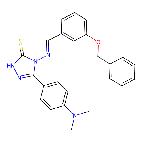 (E)-4-((3-(benzyloxy)benzylidene)amino)-5-(4-(dimethylamino)phenyl)-4H-1,2,4-triazole-3-thiol structure