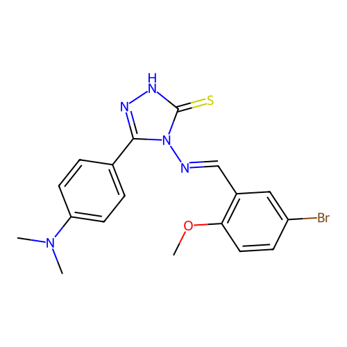 (E)-4-((5-bromo-2-methoxybenzylidene)amino)-5-(4-(dimethylamino)phenyl)-4H-1,2,4-triazole-3-thiol structure