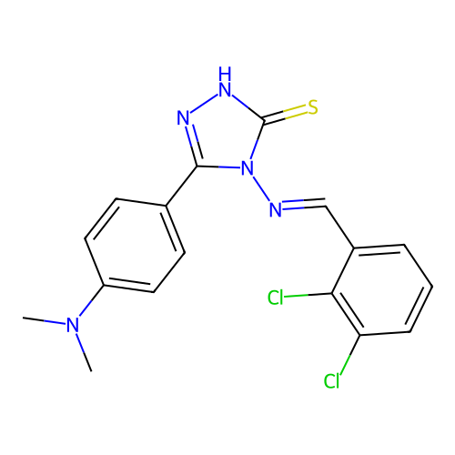 (E)-4-((2,3-dichlorobenzylidene)amino)-5-(4-(dimethylamino)phenyl)-4H-1,2,4-triazole-3-thiol structure