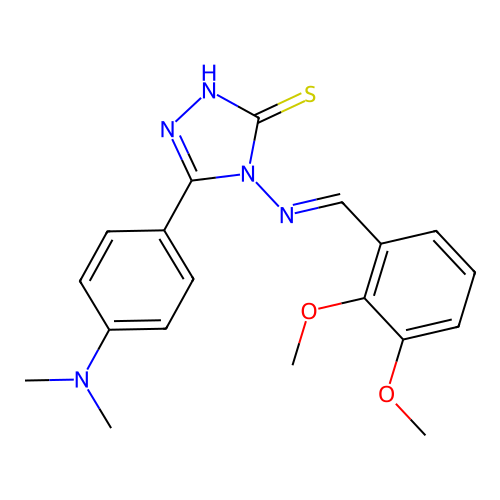 (E)-4-((2,3-dimethoxybenzylidene)amino)-5-(4-(dimethylamino)phenyl)-4H-1,2,4-triazole-3-thiol structure