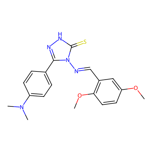 (E)-4-((2,5-dimethoxybenzylidene)amino)-5-(4-(dimethylamino)phenyl)-4H-1,2,4-triazole-3-thiol structure