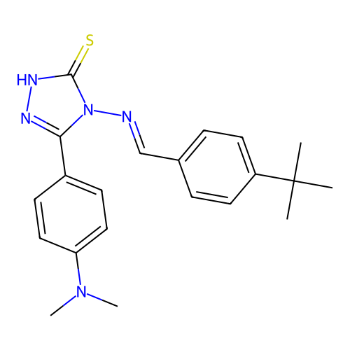 (E)-4-((4-(tert-butyl)benzylidene)amino)-5-(4-(dimethylamino)phenyl)-4H-1,2,4-triazole-3-thiol structure