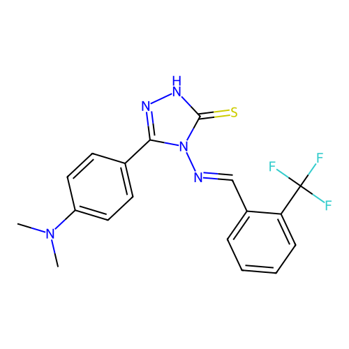 (E)-5-(4-(dimethylamino)phenyl)-4-((2-(trifluoromethyl)benzylidene)amino)-4H-1,2,4-triazole-3-thiol structure