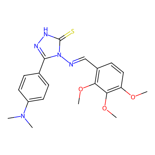 (E)-5-(4-(dimethylamino)phenyl)-4-((2,3,4-trimethoxybenzylidene)amino)-4H-1,2,4-triazole-3-thiol structure