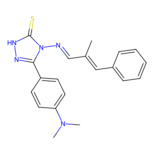 3-(4-dimethylaminophenyl)-4-[(E)-[(E)-2-methyl-3-phenylprop-2-enylidene]amino]-1H-1,2,4-triazole-5-thione structure