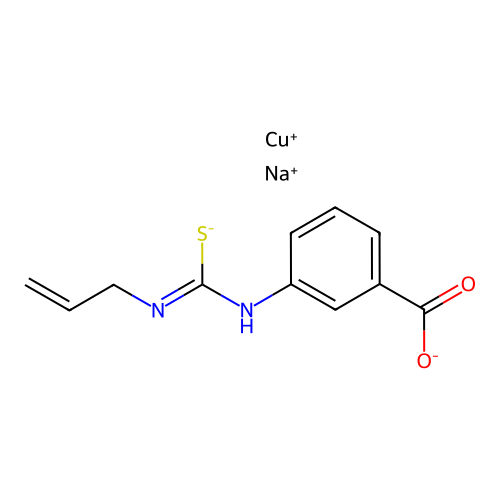 Copper(1+) sodium 3-(((prop-2-en-1-yl)carbimidothioato)amino)benzoate (1/1/1) structure