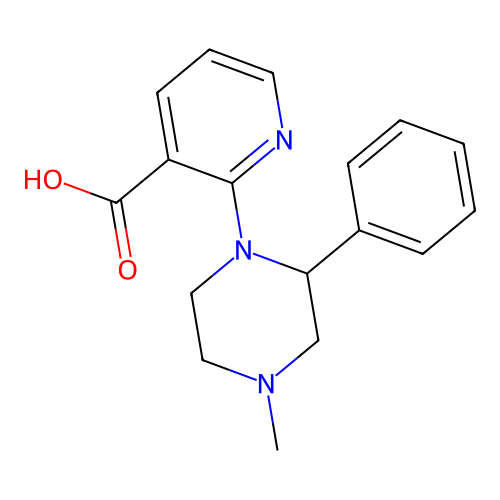 1-(3-Carboxy-2-pyridyl)-4-methyl-2-phenylpiperazine structure