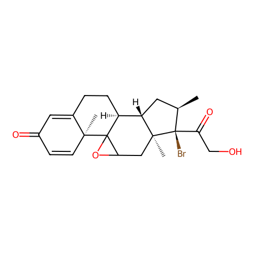 17-Bromo-9beta,11beta-epoxy-21-hydroxy-16alpha-methylpregna-1,4-diene-3,20-dione structure