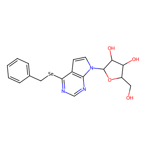 4-(Benzylselanyl)-7-pentofuranosyl-7h-pyrrolo[2,3-d]pyrimidine structure