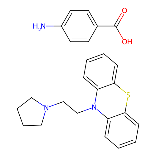 4-Aminobenzoic acid;10-(2-pyrrolidin-1-ylethyl)phenothiazine structure