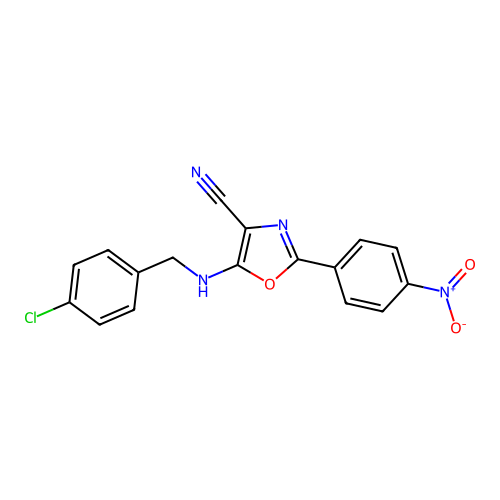 5-[(4-Chlorobenzyl)amino]-2-(4-nitrophenyl)-1,3-oxazole-4-carbonitrile structure