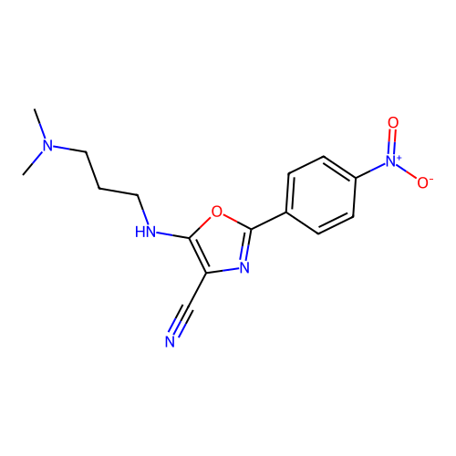 5-{[3-(Dimethylamino)propyl]amino}-2-(4-nitrophenyl)-1,3-oxazole-4-carbonitrile structure