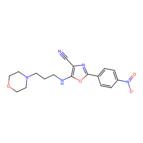 5-{[3-(Morpholin-4-yl)propyl]amino}-2-(4-nitrophenyl)-1,3-oxazole-4-carbonitrile structure