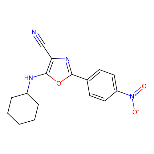 5-(Cyclohexylamino)-2-(4-nitrophenyl)-1,3-oxazole-4-carbonitrile structure