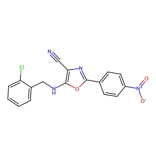 5-[(2-Chlorobenzyl)amino]-2-(4-nitrophenyl)-1,3-oxazole-4-carbonitrile structure