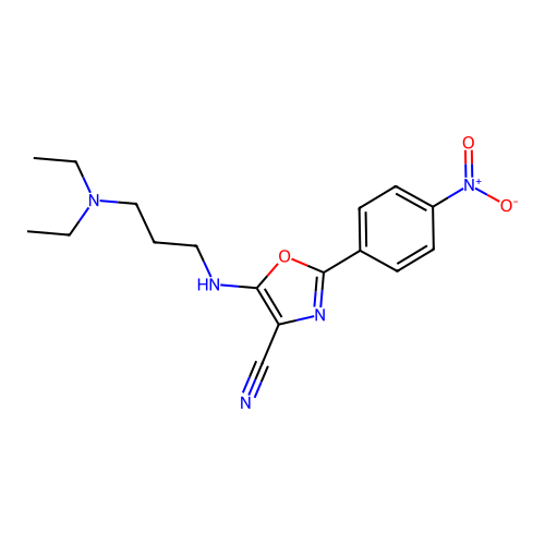 5-{[3-(Diethylamino)propyl]amino}-2-(4-nitrophenyl)-1,3-oxazole-4-carbonitrile structure