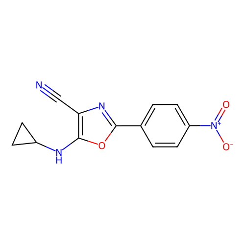 5-(Cyclopropylamino)-2-(4-nitrophenyl)-1,3-oxazole-4-carbonitrile structure