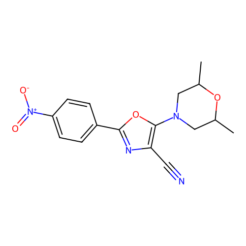 5-(2,6-Dimethylmorpholin-4-yl)-2-(4-nitrophenyl)-1,3-oxazole-4-carbonitrile structure