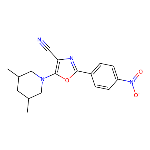 5-(3,5-Dimethylpiperidin-1-yl)-2-(4-nitrophenyl)-1,3-oxazole-4-carbonitrile structure