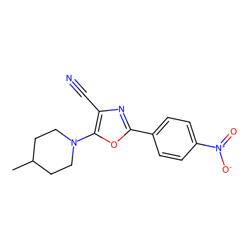 5-(4-Methylpiperidin-1-yl)-2-(4-nitrophenyl)-1,3-oxazole-4-carbonitrile structure