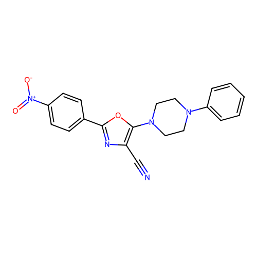 2-(4-Nitrophenyl)-5-(4-phenylpiperazin-1-yl)-1,3-oxazole-4-carbonitrile structure