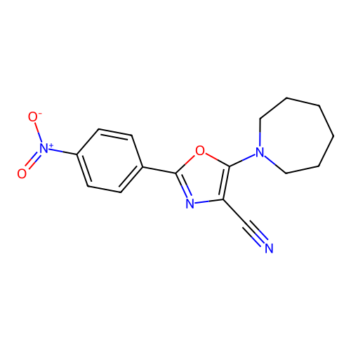 5-(Azepan-1-yl)-2-(4-nitrophenyl)-1,3-oxazole-4-carbonitrile structure