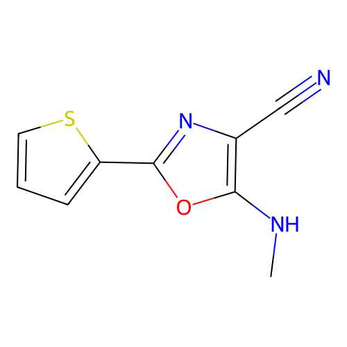 5-(Methylamino)-2-(thiophen-2-yl)-1,3-oxazole-4-carbonitrile structure