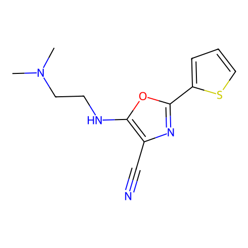 5-{[2-(Dimethylamino)ethyl]amino}-2-(thiophen-2-yl)-1,3-oxazole-4-carbonitrile structure