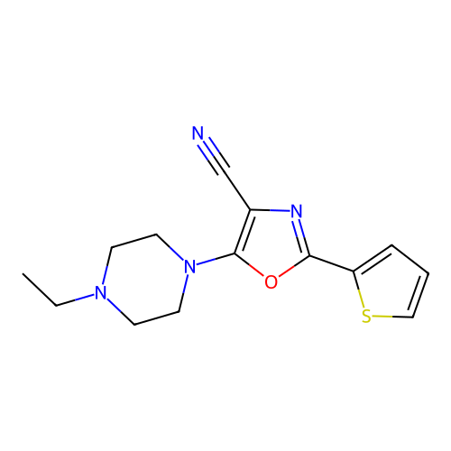 5-(4-Ethylpiperazin-1-yl)-2-(thiophen-2-yl)-1,3-oxazole-4-carbonitrile structure