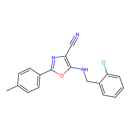 5-[(2-Chlorobenzyl)amino]-2-(4-methylphenyl)-1,3-oxazole-4-carbonitrile structure