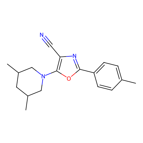 5-(3,5-Dimethylpiperidin-1-yl)-2-(4-methylphenyl)-1,3-oxazole-4-carbonitrile structure