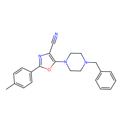5-(4-Benzylpiperazin-1-yl)-2-(4-methylphenyl)-1,3-oxazole-4-carbonitrile structure