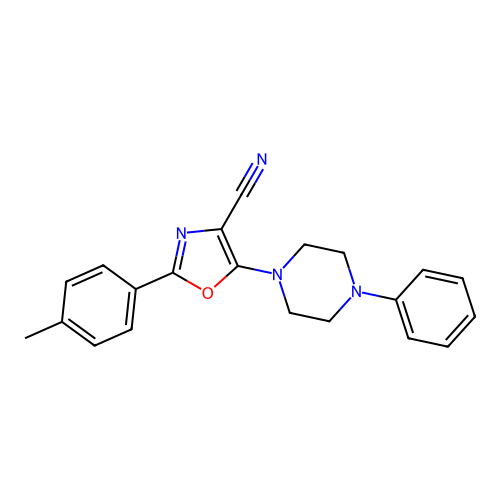2-(4-Methylphenyl)-5-(4-phenylpiperazin-1-yl)-1,3-oxazole-4-carbonitrile structure