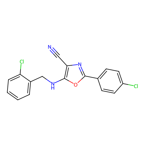 5-[(2-Chlorobenzyl)amino]-2-(4-chlorophenyl)-1,3-oxazole-4-carbonitrile structure