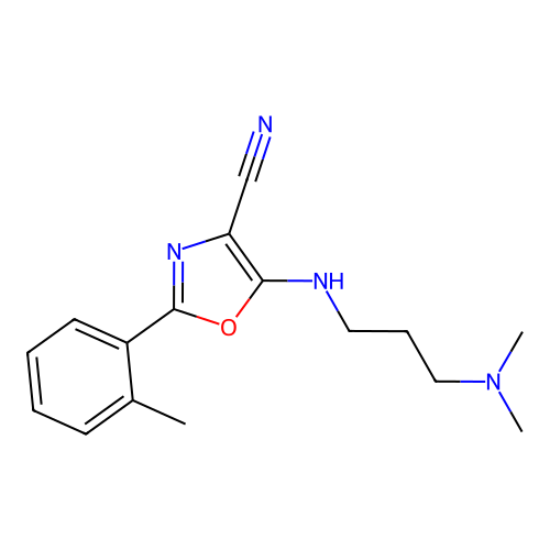 5-{[3-(Dimethylamino)propyl]amino}-2-(2-methylphenyl)-1,3-oxazole-4-carbonitrile structure