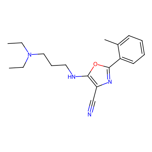 5-{[3-(Diethylamino)propyl]amino}-2-(2-methylphenyl)-1,3-oxazole-4-carbonitrile structure