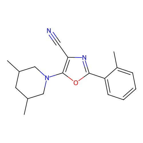 5-(3,5-Dimethylpiperidin-1-yl)-2-(2-methylphenyl)-1,3-oxazole-4-carbonitrile structure