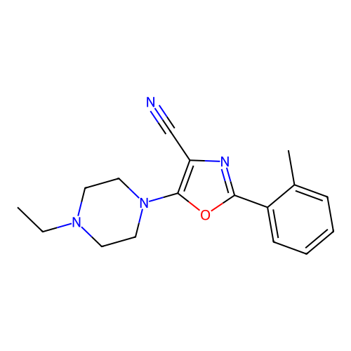 5-(4-Ethylpiperazin-1-yl)-2-(2-methylphenyl)-1,3-oxazole-4-carbonitrile structure